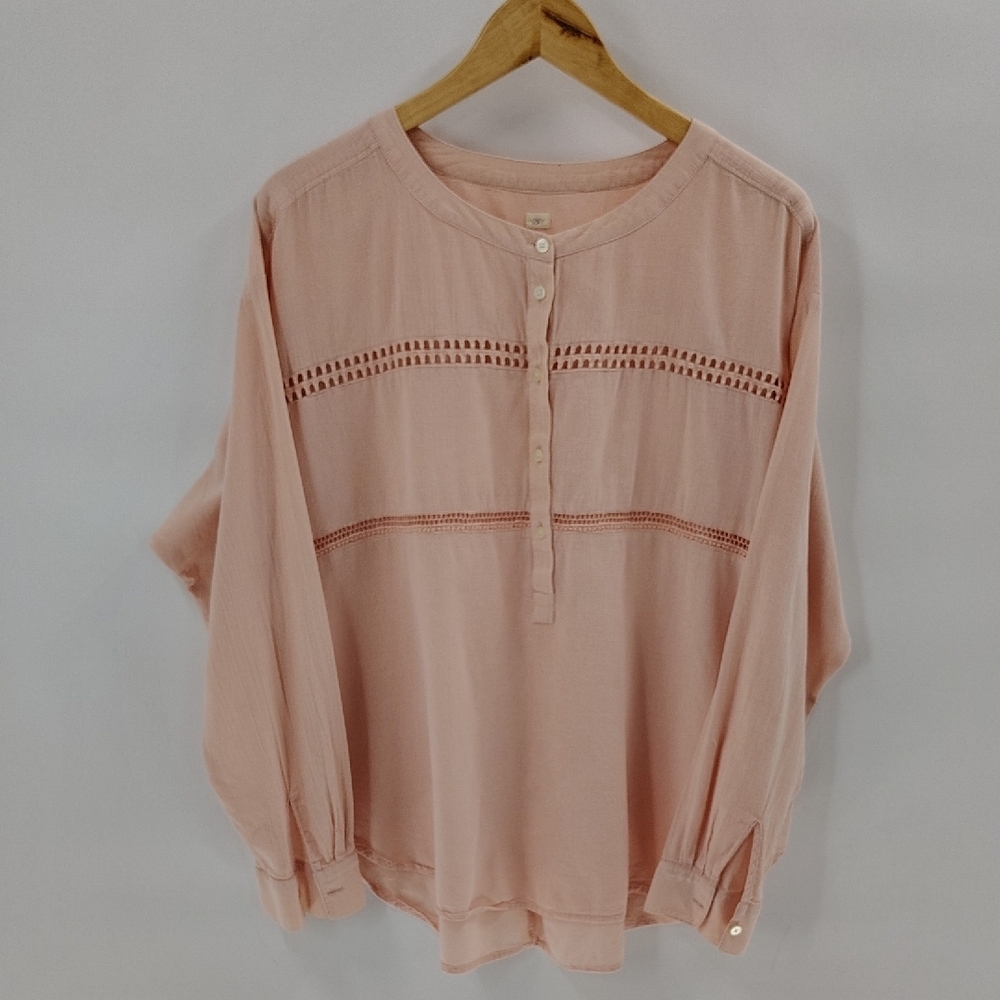 LOFT Blush Pink Button Henley Top